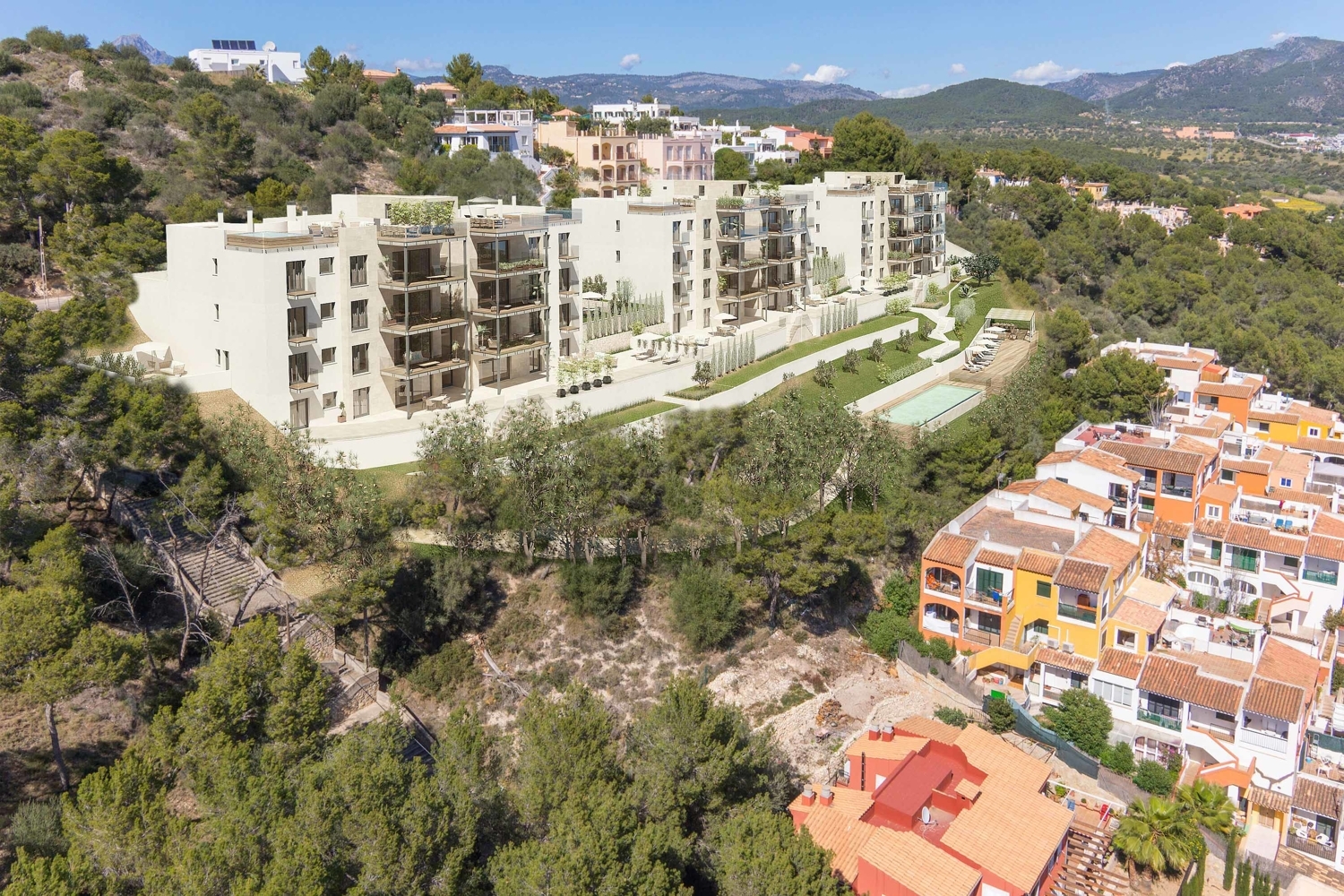 Neugebaute Wohnung mit Gemeinschaftspool und Blick